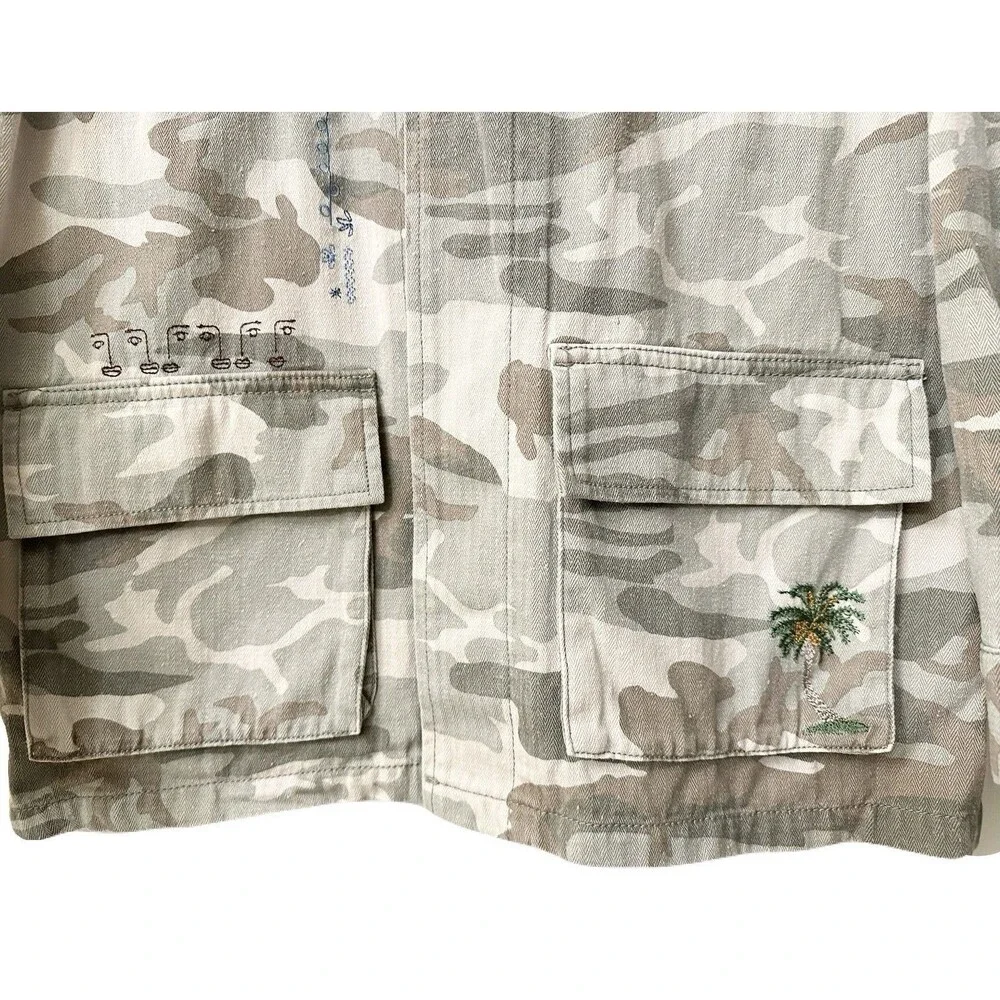 Dear John Womens Size Small Desert Sage Camo Embroidered Roxie Denim Jacket EUC - Picture 6 of 13